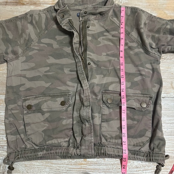 Democracy Women's Retro Bomber Utility Coat Zip/Snap Front Light Camo Jacket XL - Picture 8 of 8